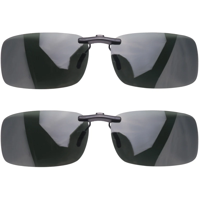 2X Unisex Clar de culoare Verde Închis Lentile Polarizate ochelarii de Soare Clip-On Ochelari de vedere Imagine 0