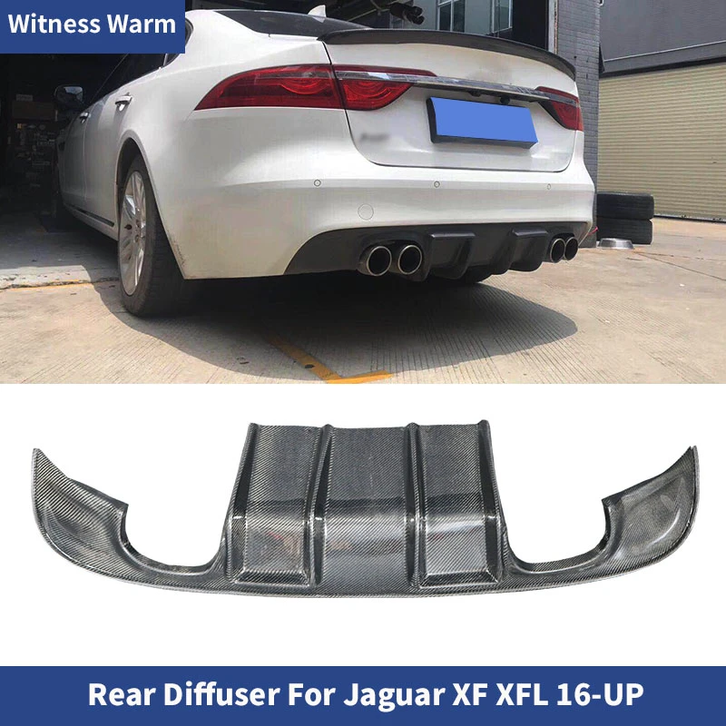 Fibra de Carbon Bara Spate Difuzor Bărbie Spoiler pentru Jaguar Xf Xfl 2016-up Dual de Evacuare Doi Priză Imagine 0