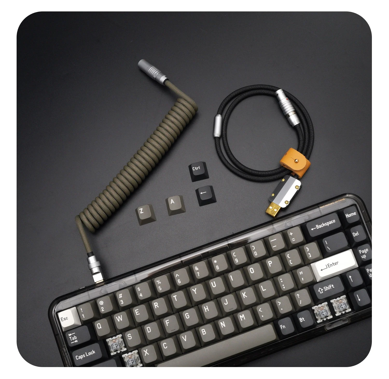 GeekCable tastatura cablu de date MelGeek Mojo68 stralucire retro gri negru din spate Imagine 0