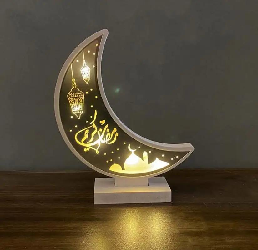 Ramadan Eid Mubarak Luna Lampa LED Lumina de Noapte Ornament din Lemn Musulman Festival de Vacanță Decorare Iluminat Eid Mubarak Petrecere Imagine 0