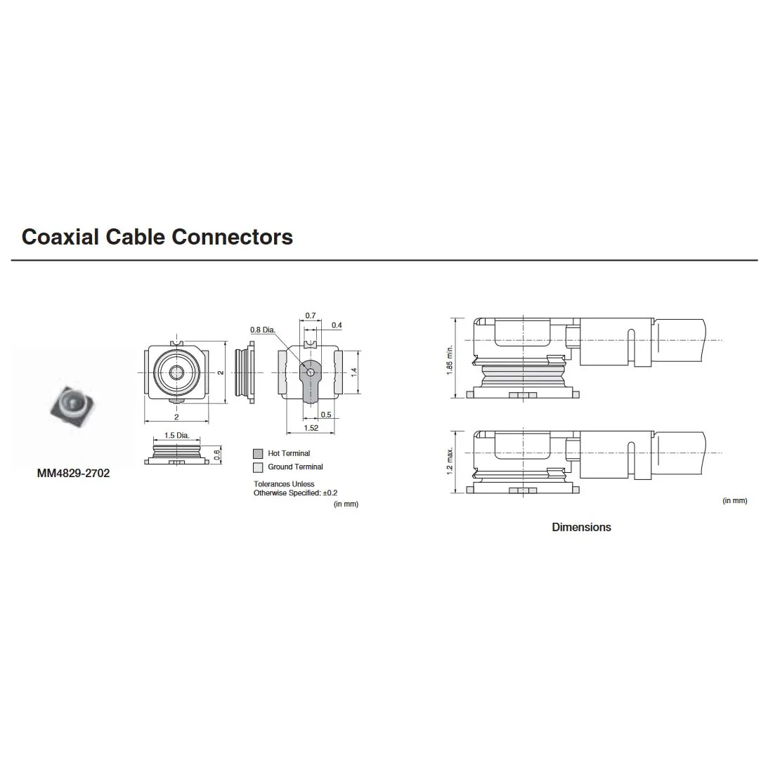 10 BUC MM4829-2702RA4 SMD cuptor cu Microunde Coaxial Conectori, Cablu Coaxial Conectori Imagine 1