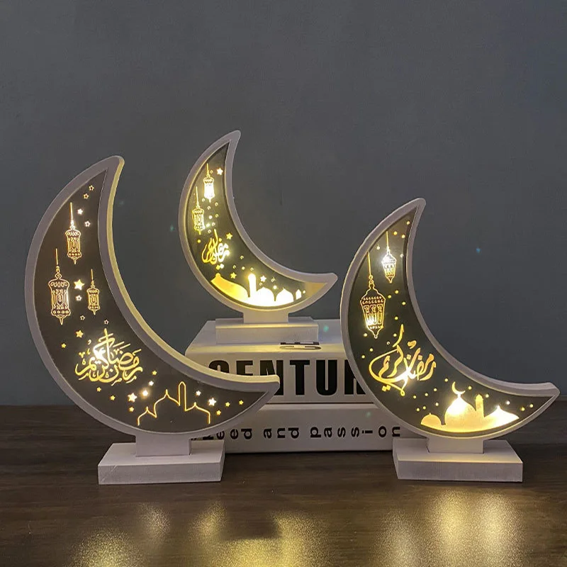 Ramadan Eid Mubarak Luna Lampa LED Lumina de Noapte Ornament din Lemn Musulman Festival de Vacanță Decorare Iluminat Eid Mubarak Petrecere Imagine 1