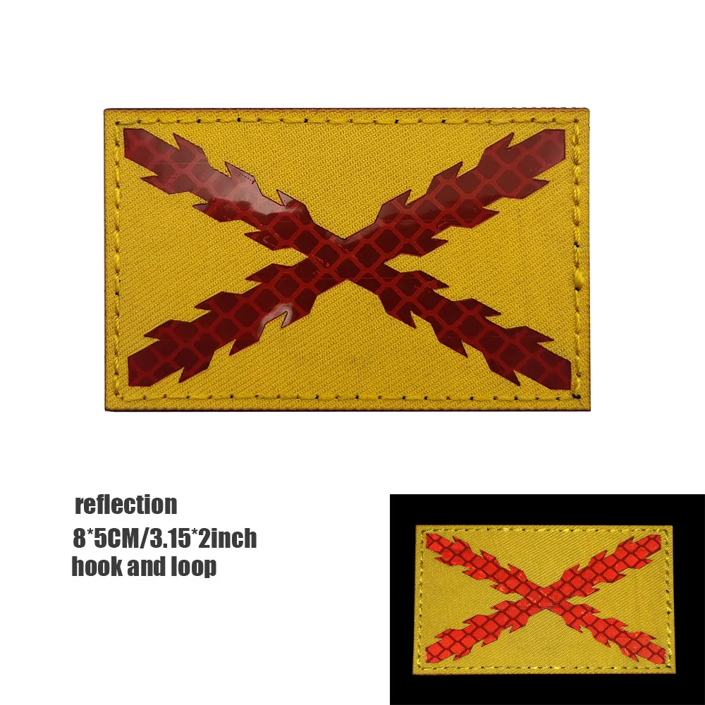 Spaniolă Visiniu Cruce Broderie Spania Fag IR PATCH-uri Reflectorizante Insigna Luminoase Cârlig & Bucla Aplicatiile pentru blugi sacou rucsac Imagine 1