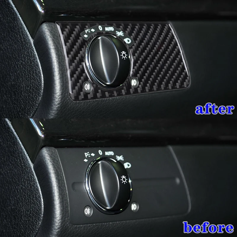 Potrivit pentru Mercedes Benz E-Class 2003-2009 interior piese de modificare, din fibra de carbon lumină de control autocolante decorative Imagine 2