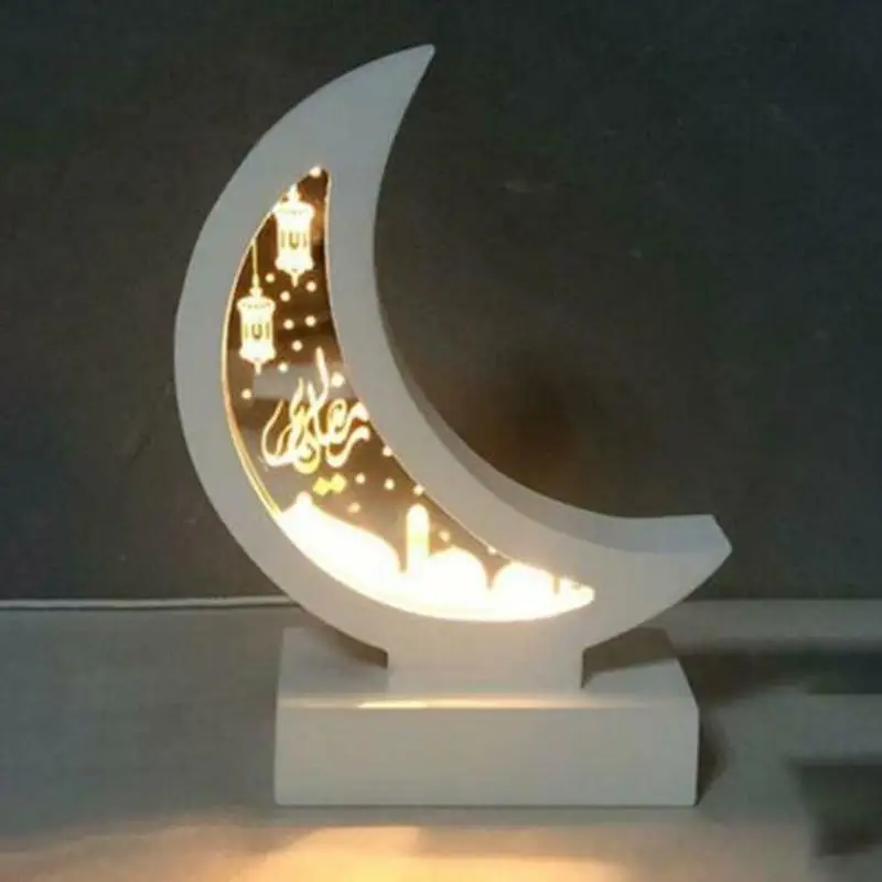 Ramadan Eid Mubarak Luna Lampa LED Lumina de Noapte Ornament din Lemn Musulman Festival de Vacanță Decorare Iluminat Eid Mubarak Petrecere Imagine 2