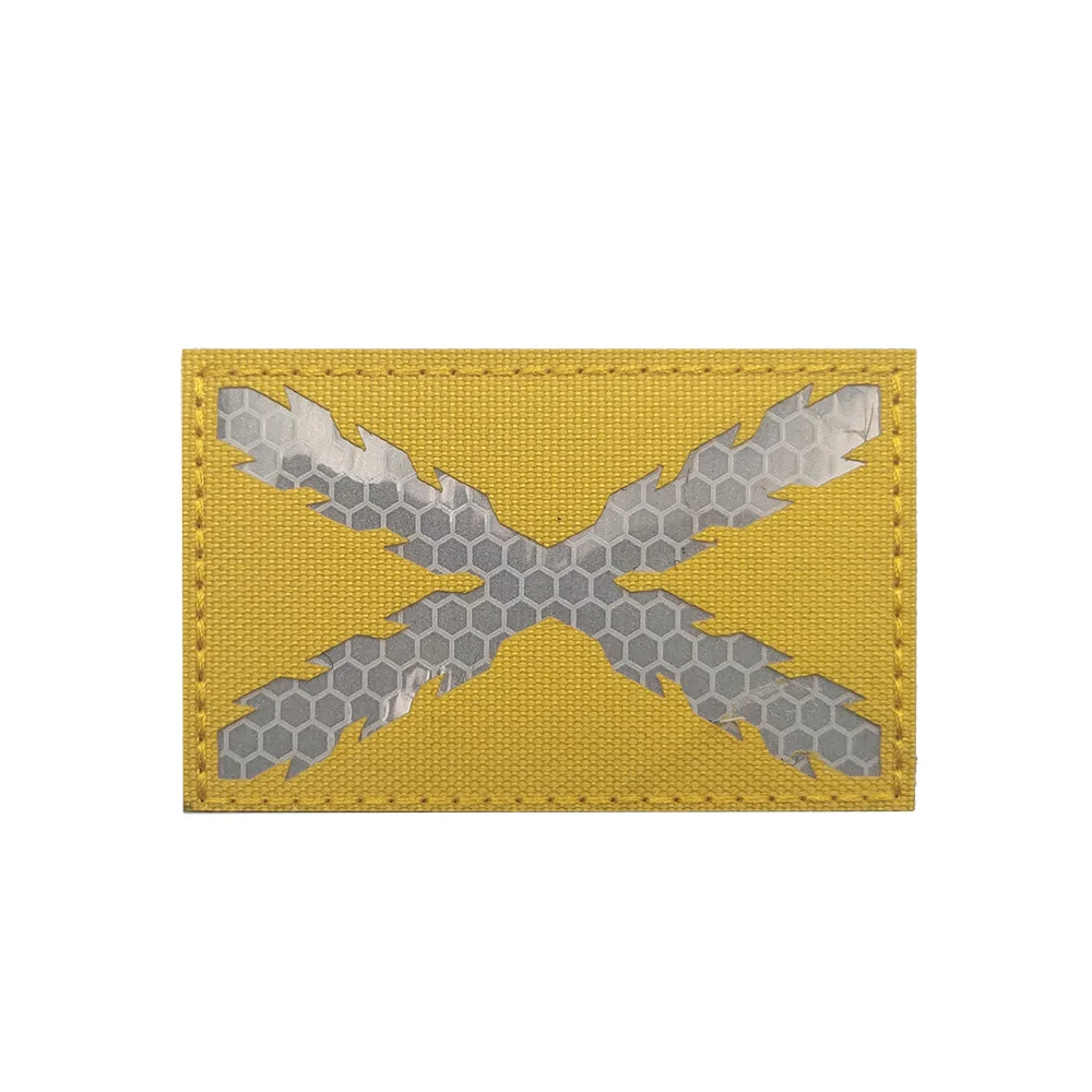 Spaniolă Visiniu Cruce Broderie Spania Fag IR PATCH-uri Reflectorizante Insigna Luminoase Cârlig & Bucla Aplicatiile pentru blugi sacou rucsac Imagine 2