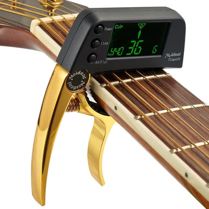 Tuner chitara Clip-on Chromatic Tuner Digital Display LCD Dimensiune Mini Tuner pentru Chitara Acustica, Ukulele Tuner Vioara Accesoriu Imagine 2