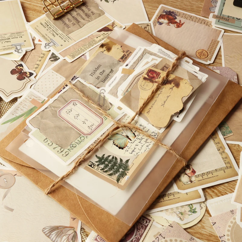 100buc Note Vintage Collection Memo Pad Decorative Papetărie Scrapbooking Jurnal Album Lable Retro Material Hârtie Card Imagine 3