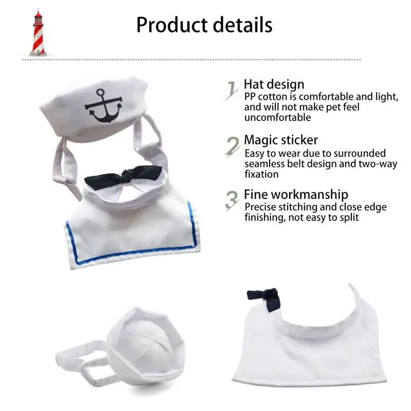 2018 Minunat Elegant Navy Și Stil Marinar Pălărie Plus Eșarfă Costum Pentru Câini Și Pisici De Companie Și E Marinei Mantie Imagine 3
