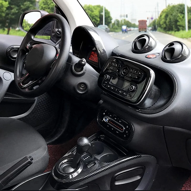 Auto Gear Shift Capacul Panoului Ornamental Pentru Benz Smart Fortwo/Forfour 453 2015-2021 Accesorii ,ABS, Fibra de Carbon Imagine 3
