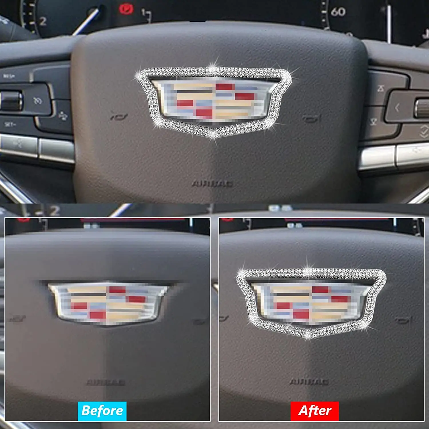 Bling Auto Accesorii de Interior Volan Decorativ Autocolant de Diamant Pentru Cadillac CT4 5 6 XT4 5 6 S ESCALADE AST-L Imagine 3
