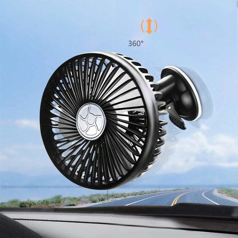 Rotativ 360° USB Fan Masina cu ventuza de Bord Fan Mașină Automată de Răcire Cooler Ventilator Vehicul Ventilator pentru Camping în aer liber Imagine 3
