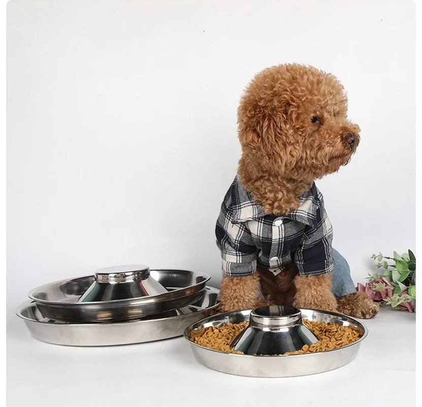 Câine de companie Castron din Oțel Inoxidabil Slow Food Castron Câine Consumabile pentru Câini de talie Mică Mare Mijlocie Caini Pug-ii Teddy Husky Doberman Accesorii Imagine 4