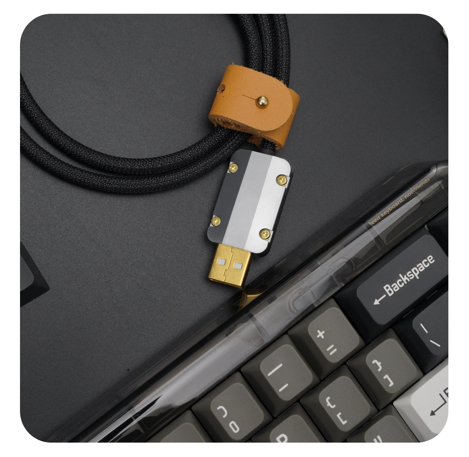GeekCable tastatura cablu de date MelGeek Mojo68 stralucire retro gri negru din spate Imagine 5