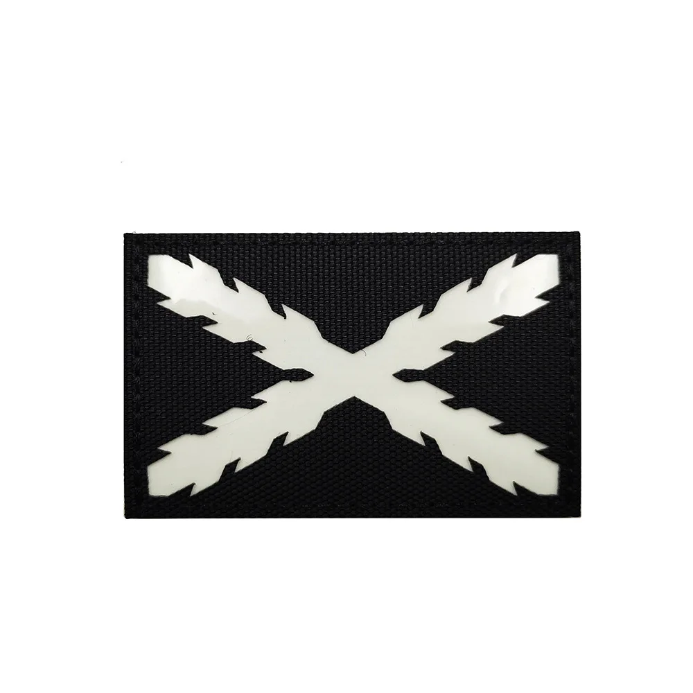 Spaniolă Visiniu Cruce Broderie Spania Fag IR PATCH-uri Reflectorizante Insigna Luminoase Cârlig & Bucla Aplicatiile pentru blugi sacou rucsac Imagine 5
